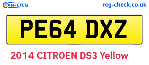 PE64DXZ are the vehicle registration plates.