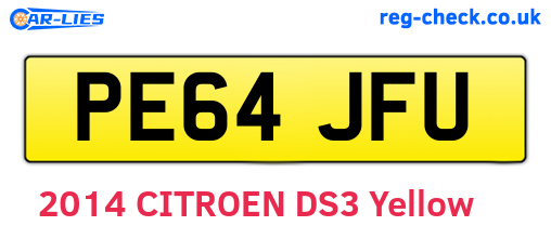 PE64JFU are the vehicle registration plates.
