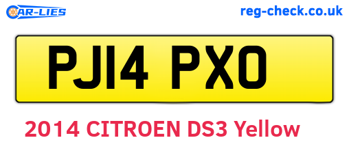 PJ14PXO are the vehicle registration plates.