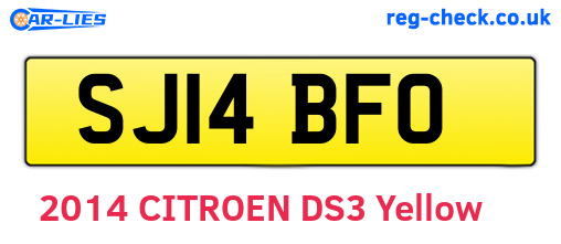SJ14BFO are the vehicle registration plates.