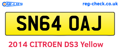 SN64OAJ are the vehicle registration plates.