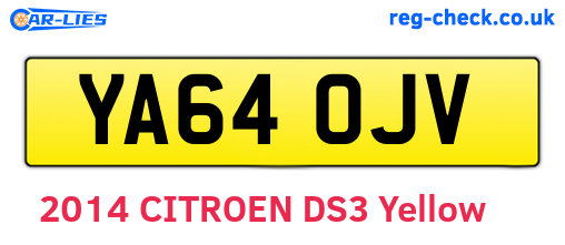 YA64OJV are the vehicle registration plates.
