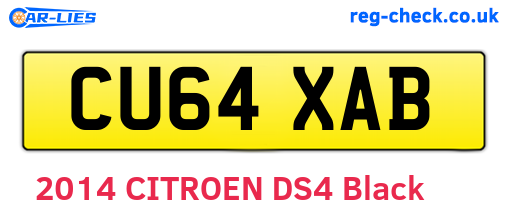 CU64XAB are the vehicle registration plates.