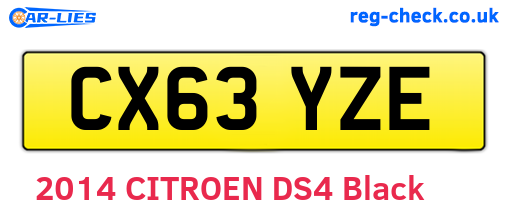CX63YZE are the vehicle registration plates.