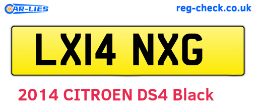 LX14NXG are the vehicle registration plates.