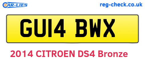 GU14BWX are the vehicle registration plates.