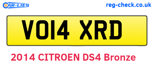 VO14XRD are the vehicle registration plates.