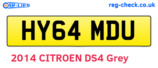 HY64MDU are the vehicle registration plates.