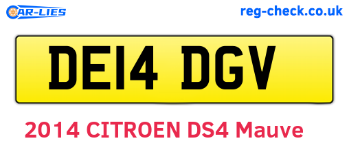 DE14DGV are the vehicle registration plates.