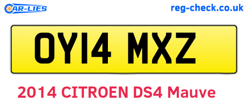 OY14MXZ are the vehicle registration plates.