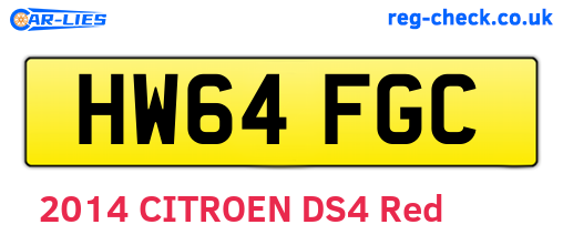HW64FGC are the vehicle registration plates.