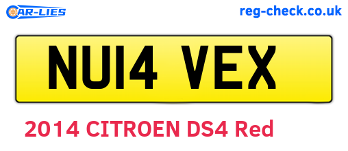 NU14VEX are the vehicle registration plates.