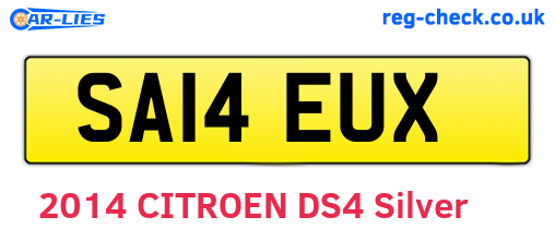 SA14EUX are the vehicle registration plates.