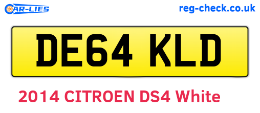 DE64KLD are the vehicle registration plates.