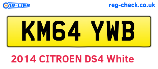 KM64YWB are the vehicle registration plates.