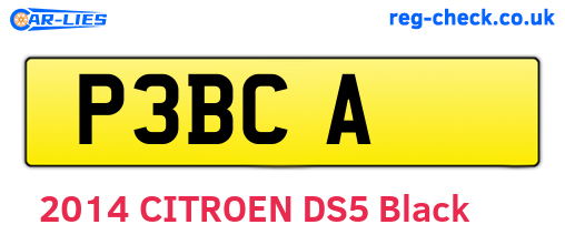 P3BCA are the vehicle registration plates.