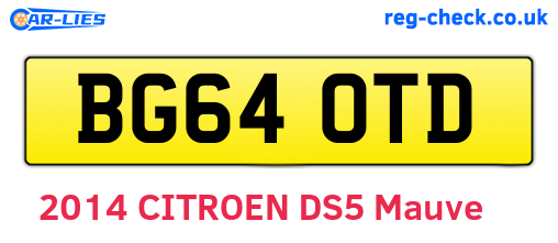 BG64OTD are the vehicle registration plates.