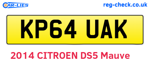 KP64UAK are the vehicle registration plates.