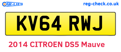 KV64RWJ are the vehicle registration plates.