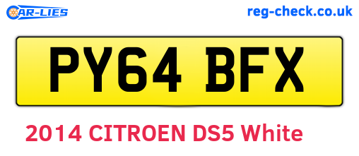 PY64BFX are the vehicle registration plates.