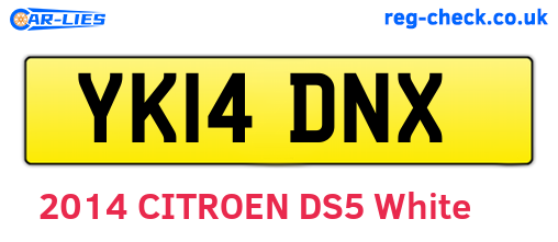 YK14DNX are the vehicle registration plates.