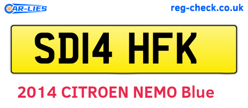 SD14HFK are the vehicle registration plates.
