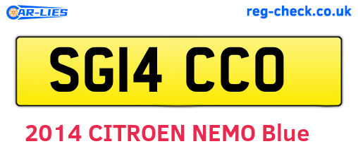 SG14CCO are the vehicle registration plates.