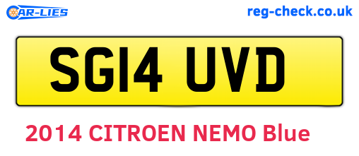 SG14UVD are the vehicle registration plates.
