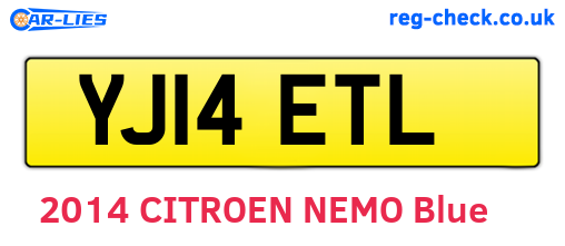 YJ14ETL are the vehicle registration plates.