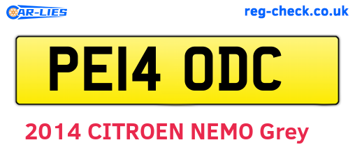 PE14ODC are the vehicle registration plates.