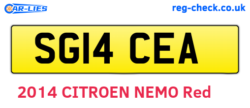 SG14CEA are the vehicle registration plates.