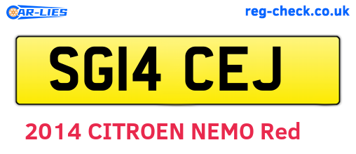 SG14CEJ are the vehicle registration plates.