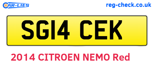 SG14CEK are the vehicle registration plates.