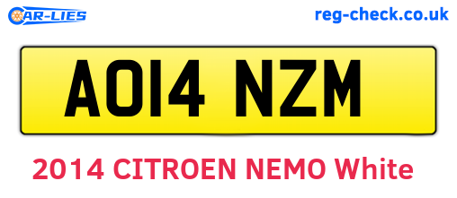 AO14NZM are the vehicle registration plates.