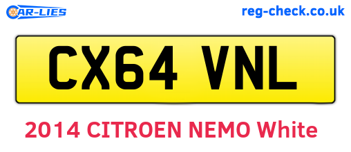 CX64VNL are the vehicle registration plates.