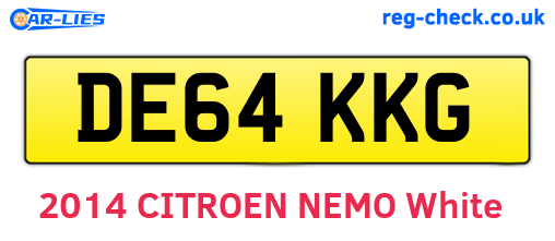 DE64KKG are the vehicle registration plates.