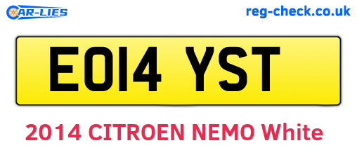 EO14YST are the vehicle registration plates.
