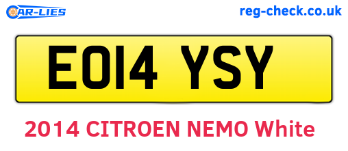 EO14YSY are the vehicle registration plates.