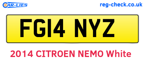 FG14NYZ are the vehicle registration plates.