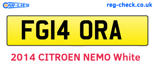 FG14ORA are the vehicle registration plates.