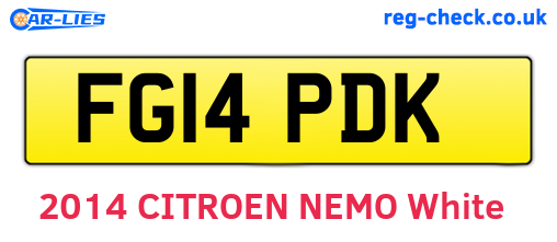 FG14PDK are the vehicle registration plates.