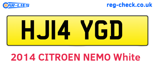 HJ14YGD are the vehicle registration plates.