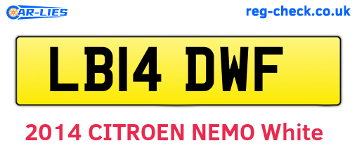 LB14DWF are the vehicle registration plates.