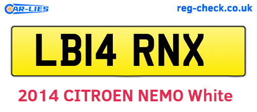 LB14RNX are the vehicle registration plates.