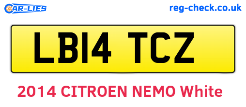 LB14TCZ are the vehicle registration plates.