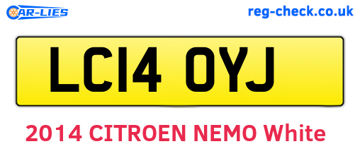 LC14OYJ are the vehicle registration plates.