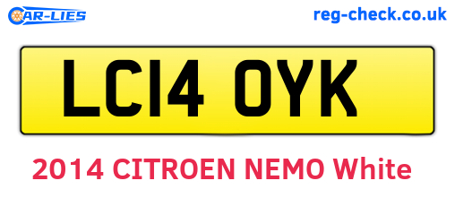 LC14OYK are the vehicle registration plates.