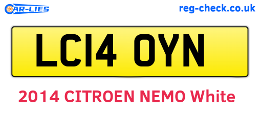LC14OYN are the vehicle registration plates.