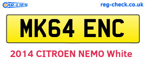 MK64ENC are the vehicle registration plates.