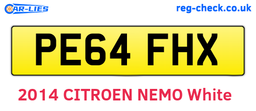 PE64FHX are the vehicle registration plates.